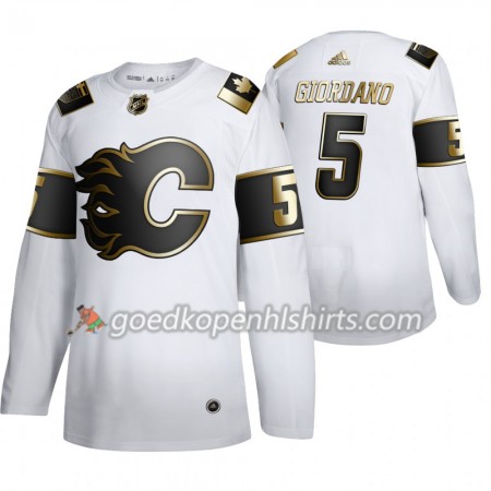 Calgary Flames Mark Giordano 5 Adidas 2019-2020 Golden Edition Wit Authentic Shirt - Mannen